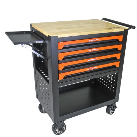 4 DRAWERS TOOL CART-ORANGE
WOODEN TOP