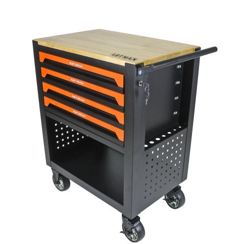 4 DRAWERS TOOL CART-ORANGE
WOODEN TOP