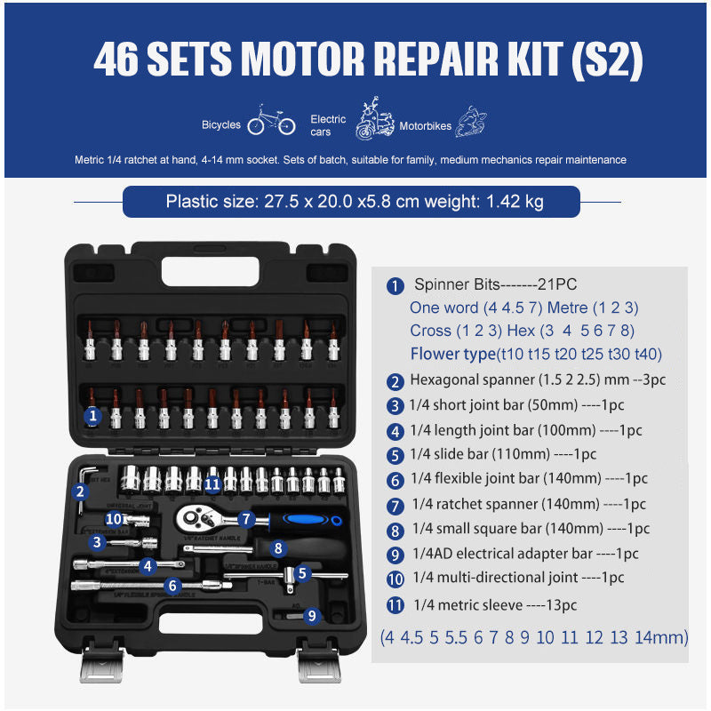 46pc Socket Ratchet Wrench Set