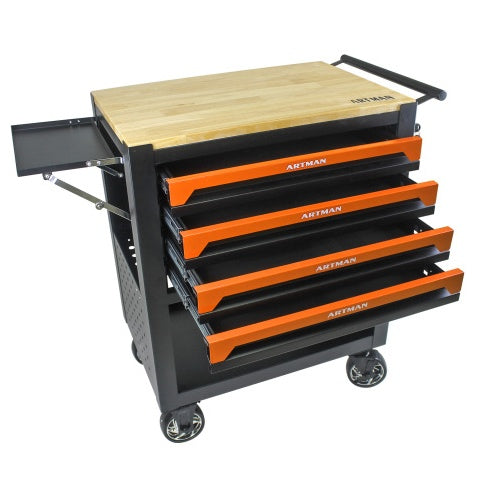 4 DRAWERS TOOL CART-ORANGE
WOODEN TOP