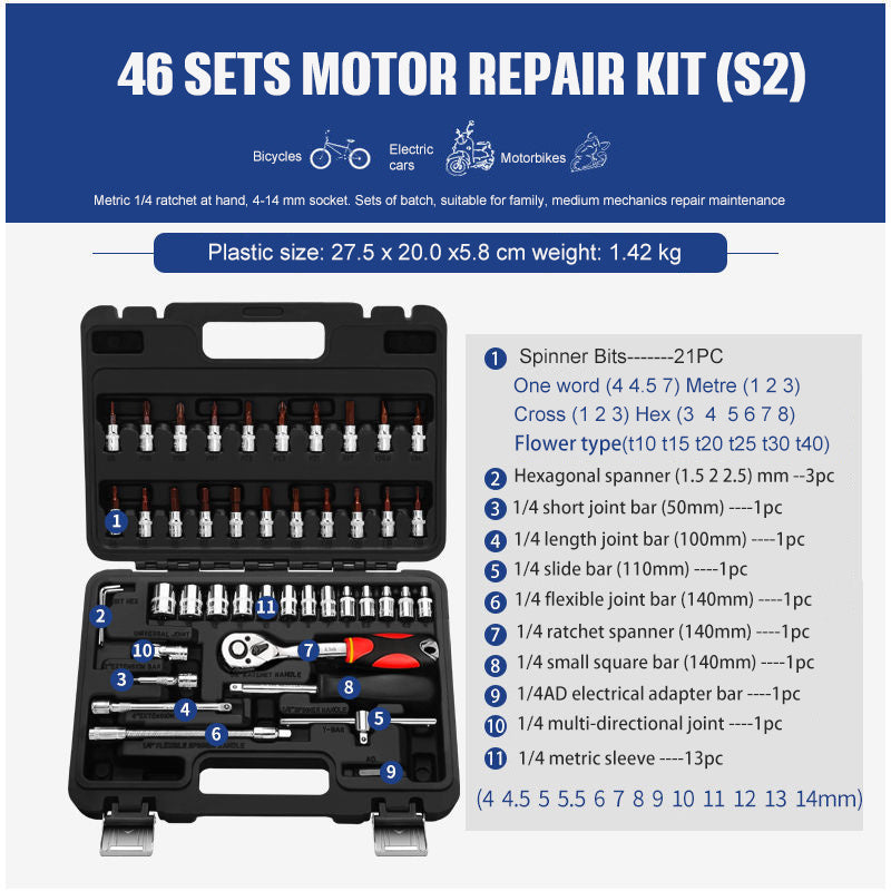 46pc Socket Ratchet Wrench Set