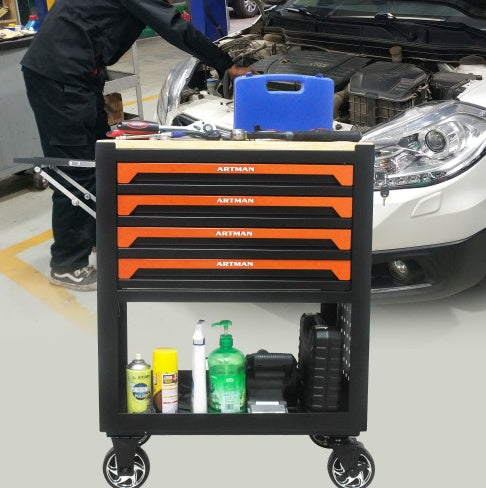 4 DRAWERS TOOL CART-ORANGE
WOODEN TOP