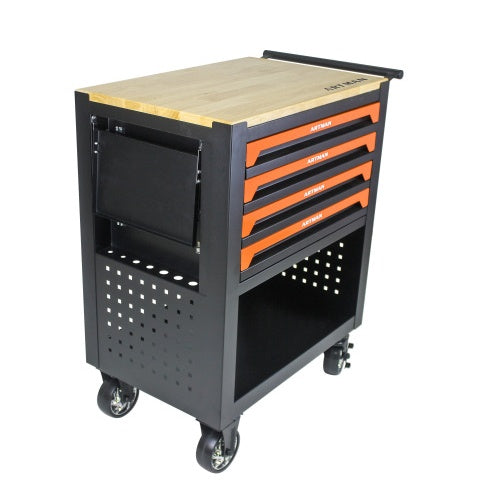 4 DRAWERS TOOL CART-ORANGE
WOODEN TOP