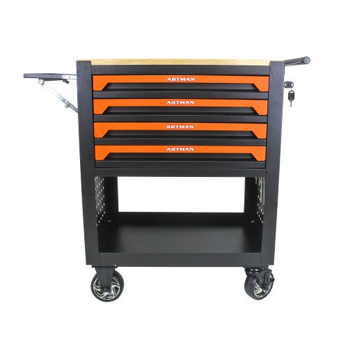 4 DRAWERS TOOL CART-ORANGE
WOODEN TOP
